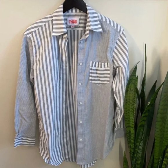 Solid & Striped Cotton Shirt - Picture 1 of 6